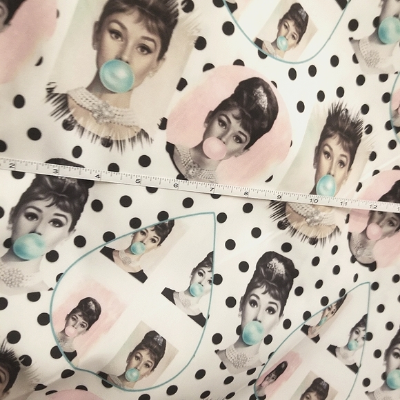 1 yard of Fabric for Handbags, Scrubs ~ Breakfast At Tiffany's Hepburn - Picture 1 of 2
